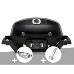 Barbecue à gaz Napoléon Travel Q PRO 285 noir + Rôtissoire + Ensemble 2 ustensiles