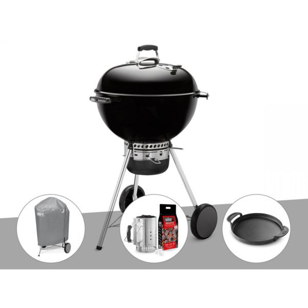 Barbecue Weber Master-Touch GBS 57 cm Noir + Housse + Kit Cheminée + Plancha