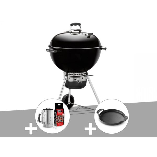 Barbecue Weber Master-Touch GBS 57 cm Noir + Kit Cheminée + Plancha