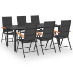 Ensemble de salle à manger de jardin 7 pcs Noir et marron – Image 2