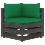 Salon de jardin 12 pcs avec coussins Bois imprégné de gris – Image 4