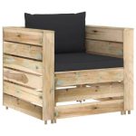 Salon de jardin 12 pcs avec coussins Bois imprégné de vert – Image 6