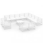 Salon de jardin 13 pcs Blanc Bois de pin massif