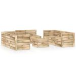 Salon de jardin 9 pcs Bois de pin imprégné de vert – Image 2