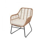 Salon de jardin en polyrotin ensemble de canapés chaises table couleur naturelle rembourrage crème 04_0004249 – Image 4