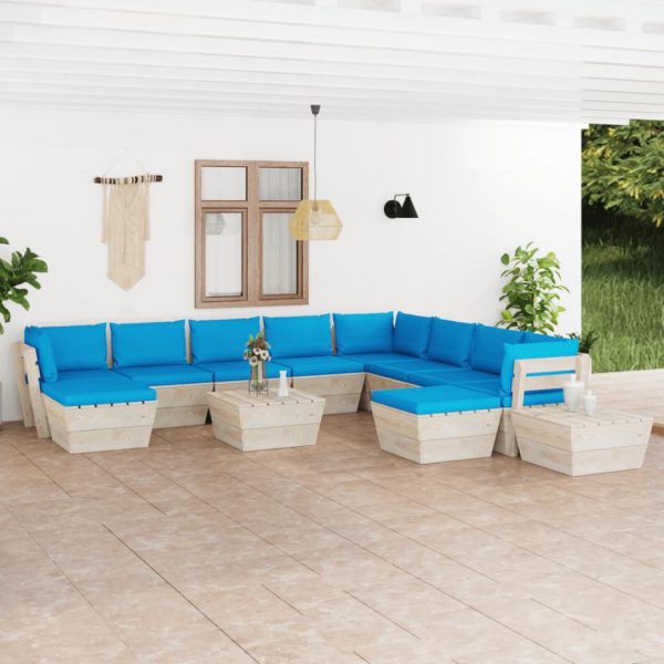 Salon de jardin palette 12 pcs avec coussins Épicéa imprégné