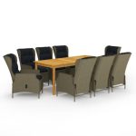 vidaXL Ensemble de salle à manger de jardin 9 pcs Marron – Image 2